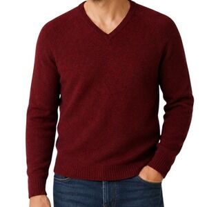 Eddie Bauer Dark Red 100% Wool Vintage Raglan Sweater Men's Large